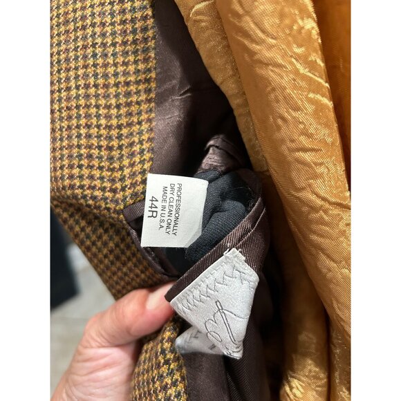 Christian Brooks 44R Men's Blazer Brown Houndstooth Sport Coat Made In The USA, - Picture 9 of 16
